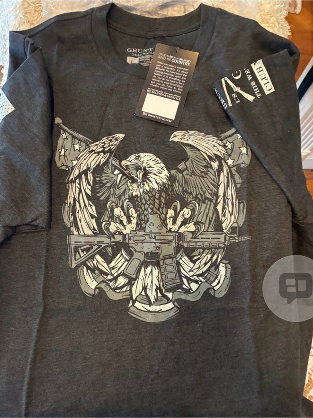 Grunt Style Men's Charcoal Eagle & Flag Graphic Tee